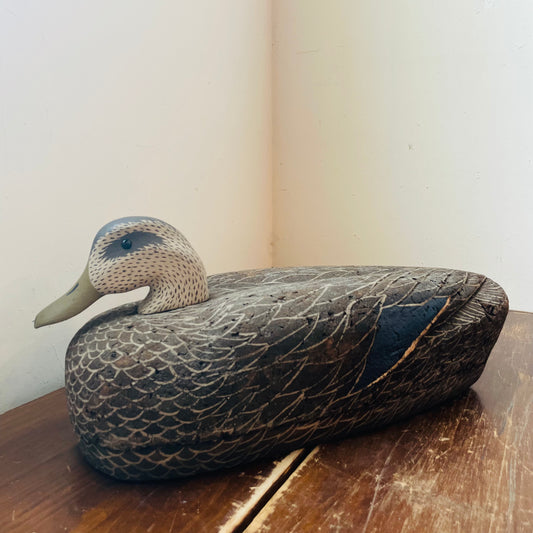 Cork Body & Wooden Base Mallard Hen Duck Decoy I- Vintage