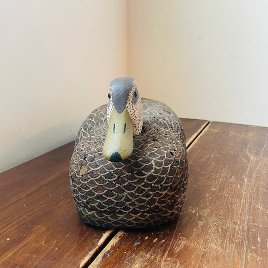 Cork Body & Wooden Base Mallard Hen Duck Decoy I- Vintage