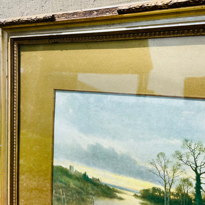 Distressed Frame & Matted Print by F. Arnold- Vintage