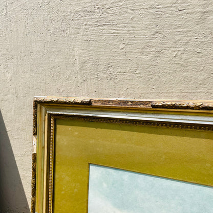 Distressed Frame & Matted Print by F. Arnold- Vintage