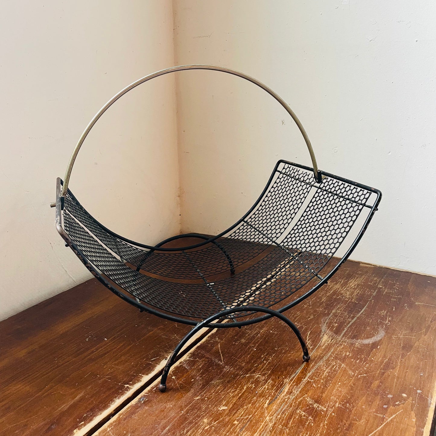 MCM Metal Mesh Magazine Rack- Vintage