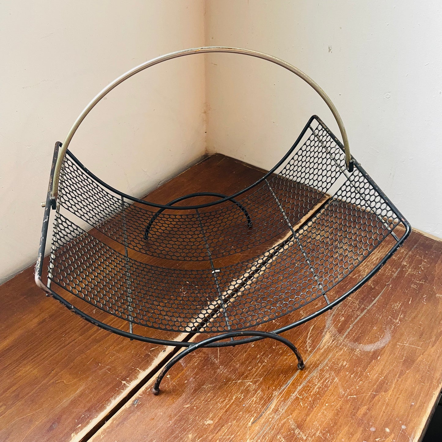 MCM Metal Mesh Magazine Rack- Vintage