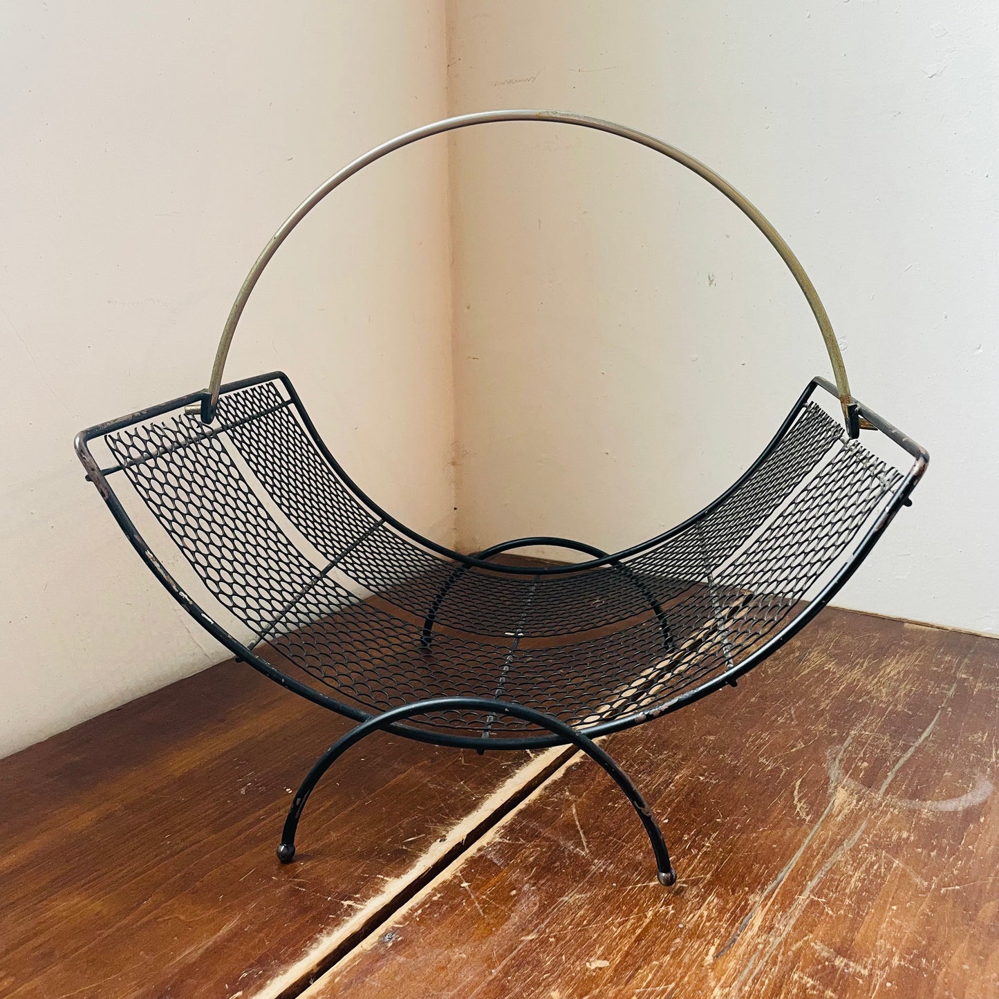 MCM Metal Mesh Magazine Rack- Vintage