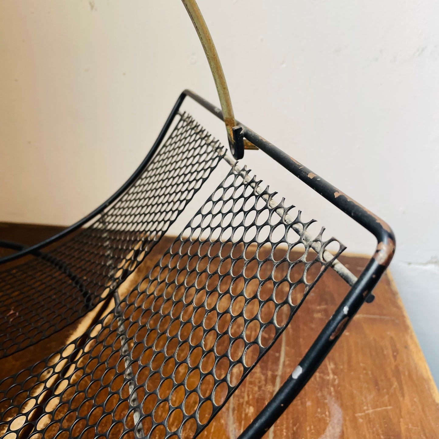 MCM Metal Mesh Magazine Rack- Vintage