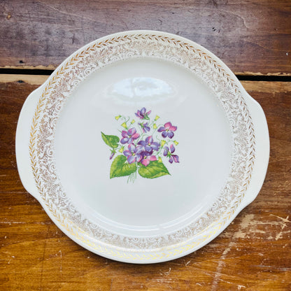 Cunningham & Pickett Spring Violet Handled Cake Plate- Vintage