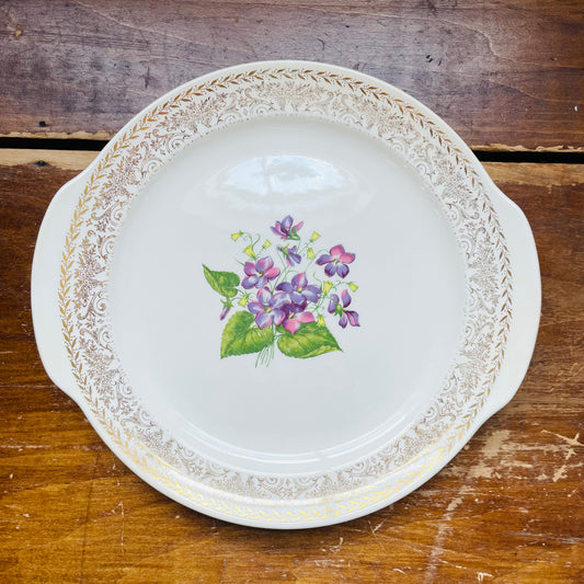 Cunningham & Pickett Spring Violet Handled Cake Plate- Vintage