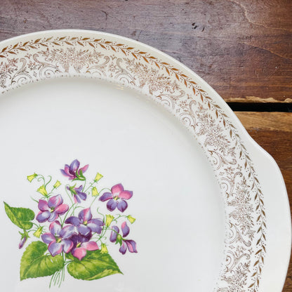 Cunningham & Pickett Spring Violet Handled Cake Plate- Vintage