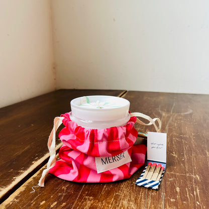 Cabana Flower Striped SandBag Candle
