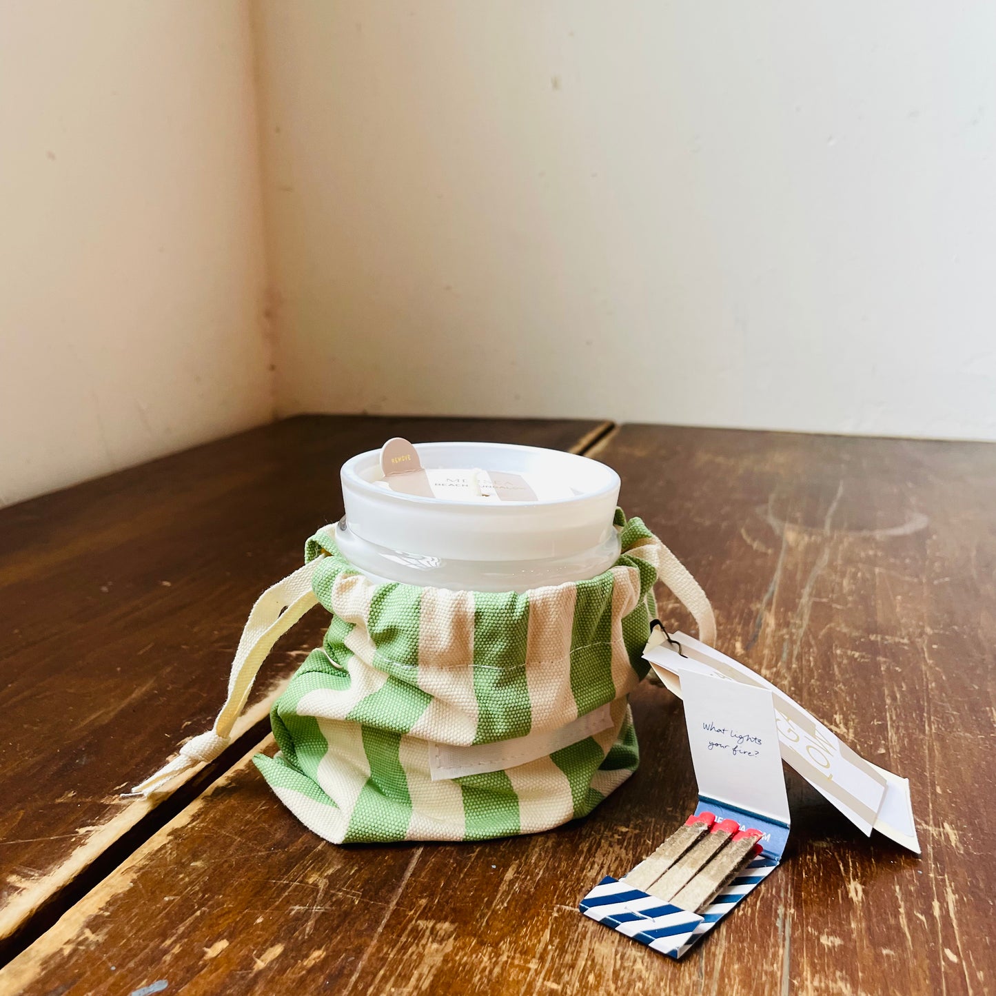 Beach Bungalow Striped SandBag Candle