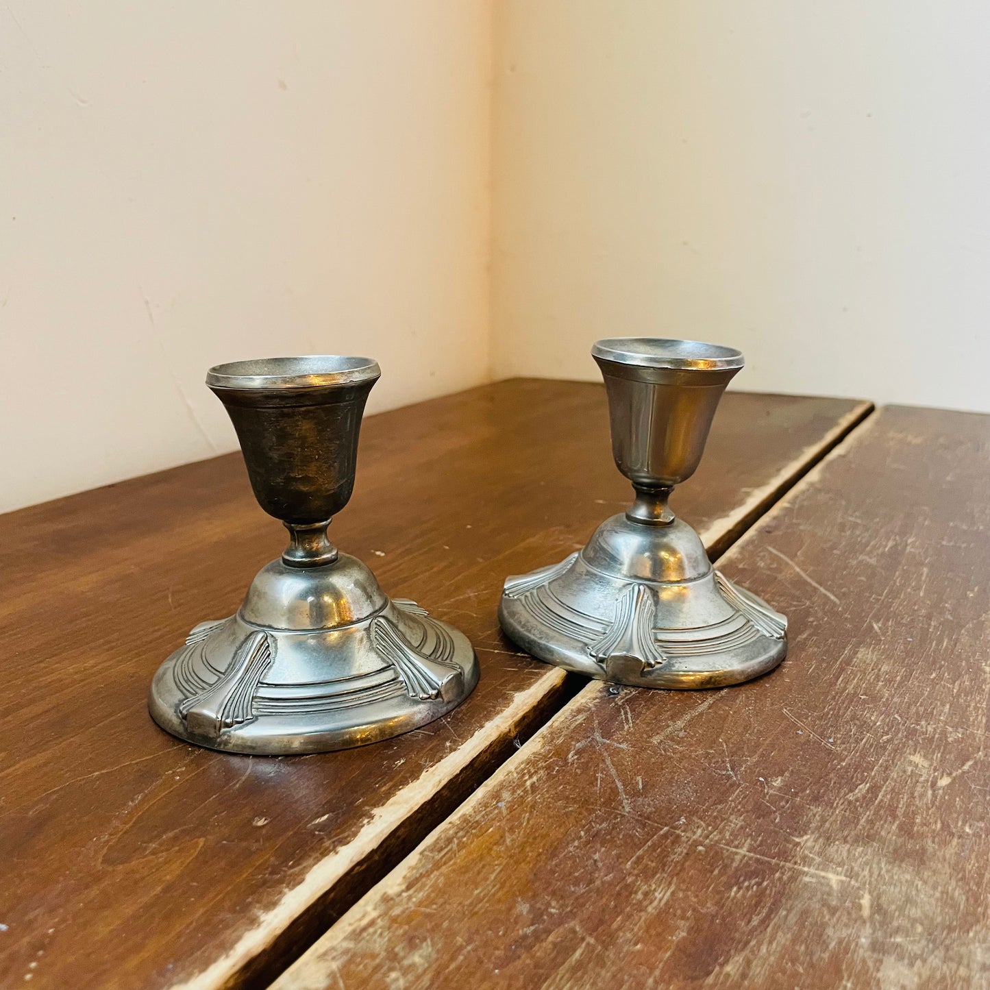Silver Detailed Candle Holders- Set of 2- Vintage
