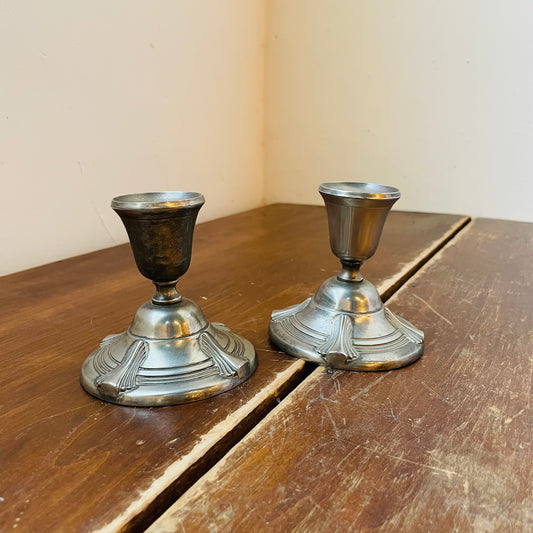 Silver Detailed Candle Holders- Set of 2- Vintage