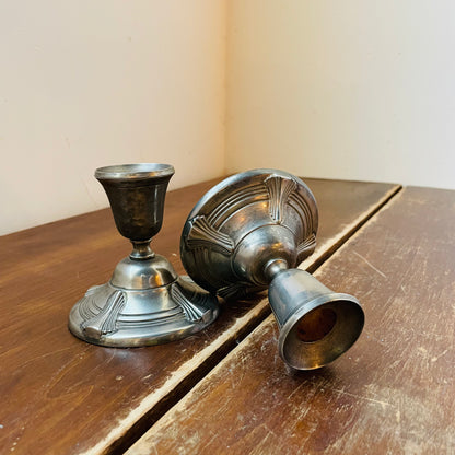 Silver Detailed Candle Holders- Set of 2- Vintage