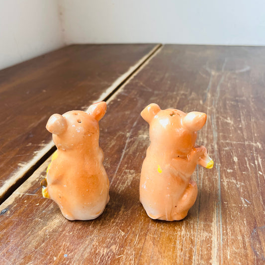 Fiddle & Flute Playing Pig Salt & Pepper Shakers- Vintage