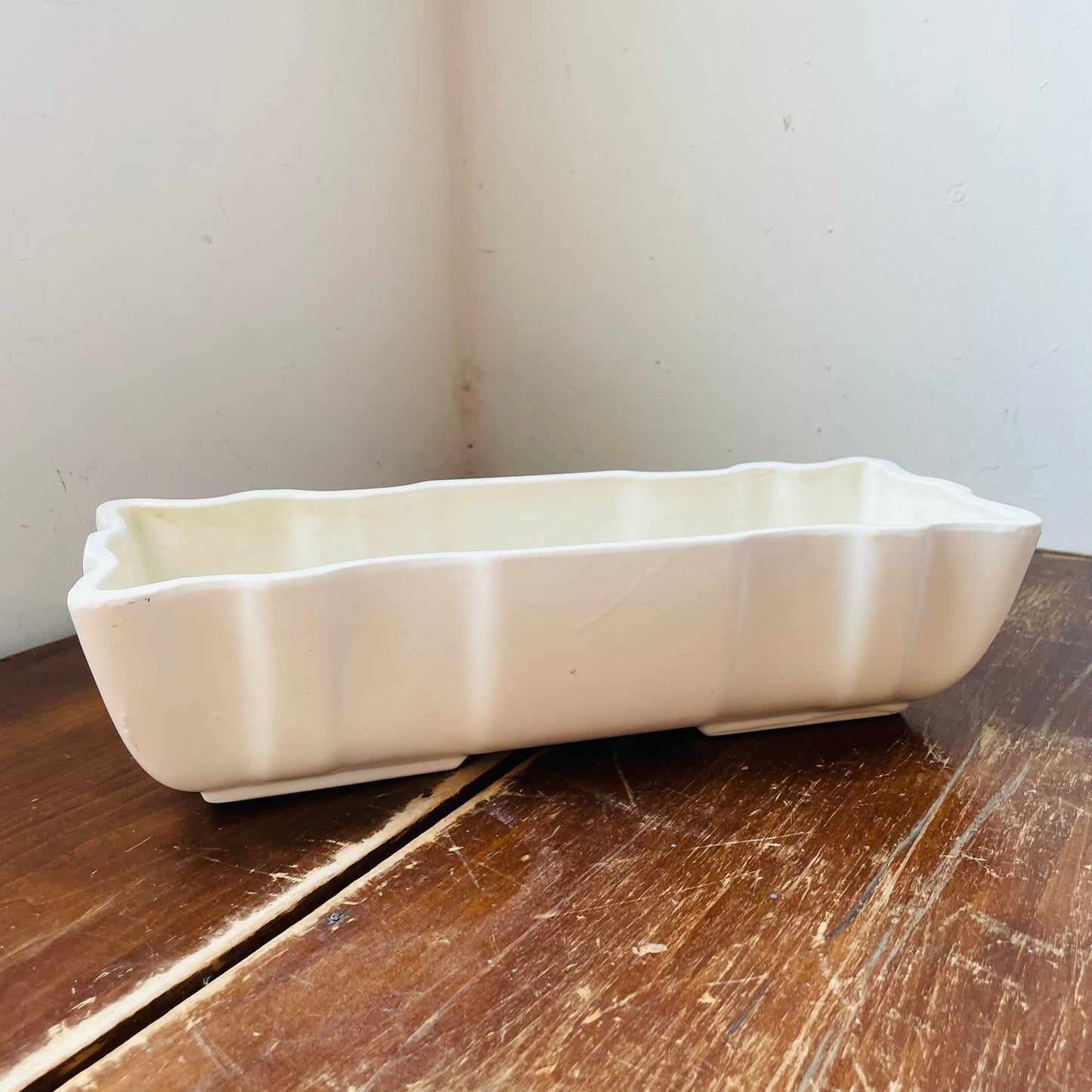Hull Art Pottery Imperial White Oblong Planter- Vintage