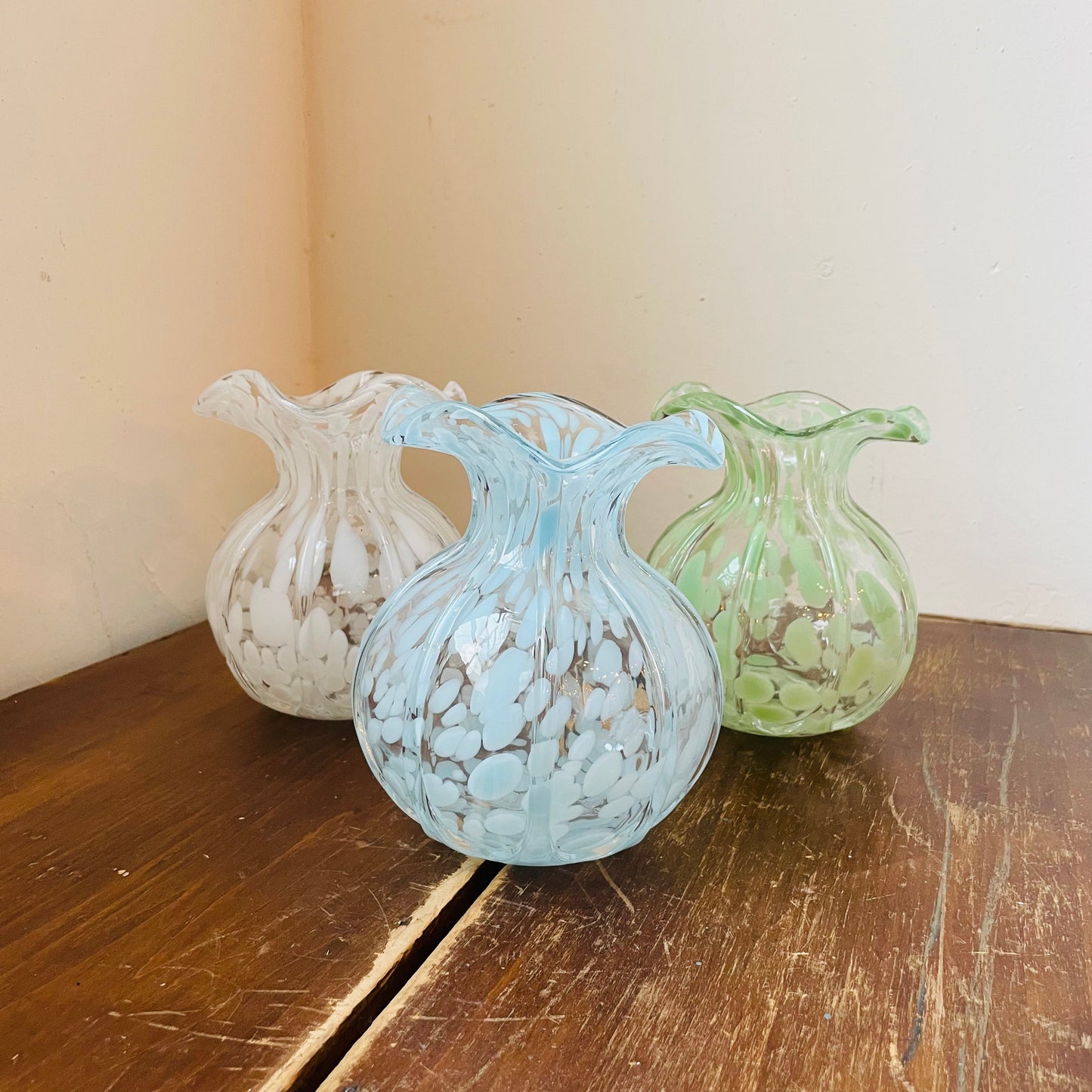 Ruffled Edge Spotted Vase