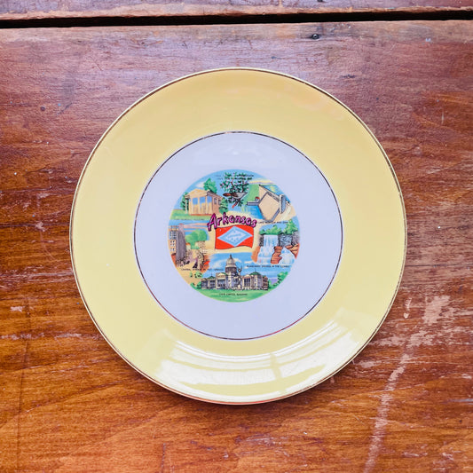 Yellow Arkansas Souvenir Plate- Vintage