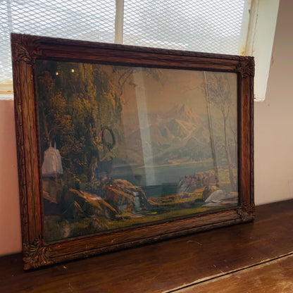 Framed Mountain Scape- Vintage