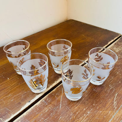 Libbey Frosted Foliage Juice Glasses- Vintage