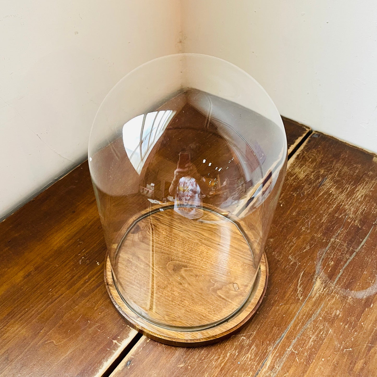 Glass Cloche with Wood Base- Vintage