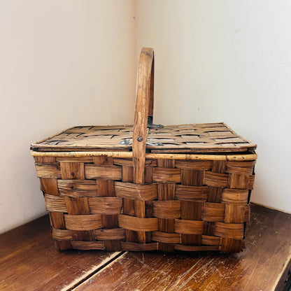 Dark Split Ash Picnic Basket- Vintage