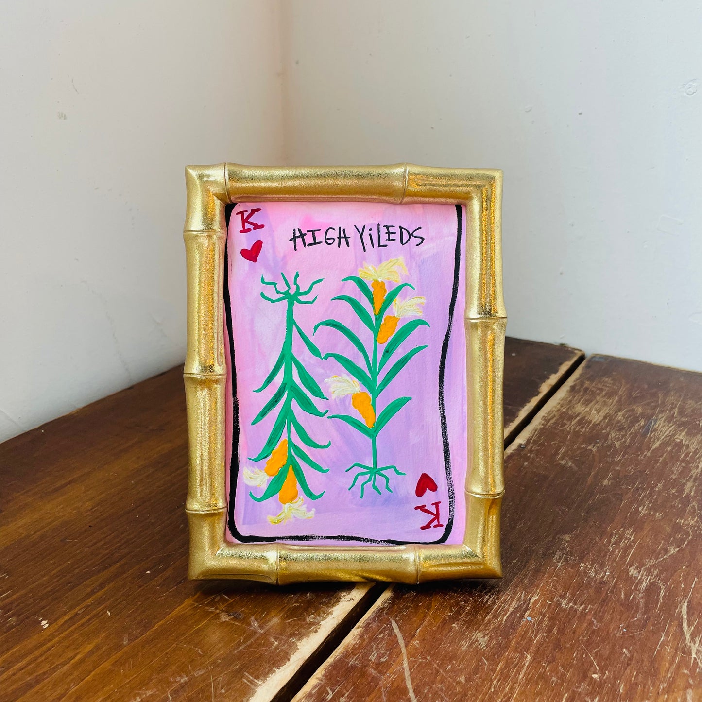 "High Yields" in Gold Faux Bamboo Photo Frame