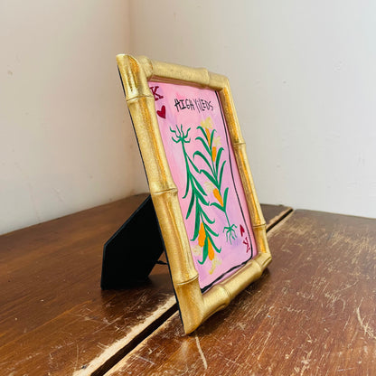 "High Yields" in Gold Faux Bamboo Photo Frame