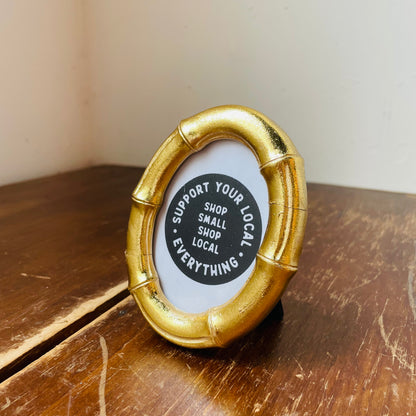 Oval Gold Faux Bamboo Photo Frame (sold as is)