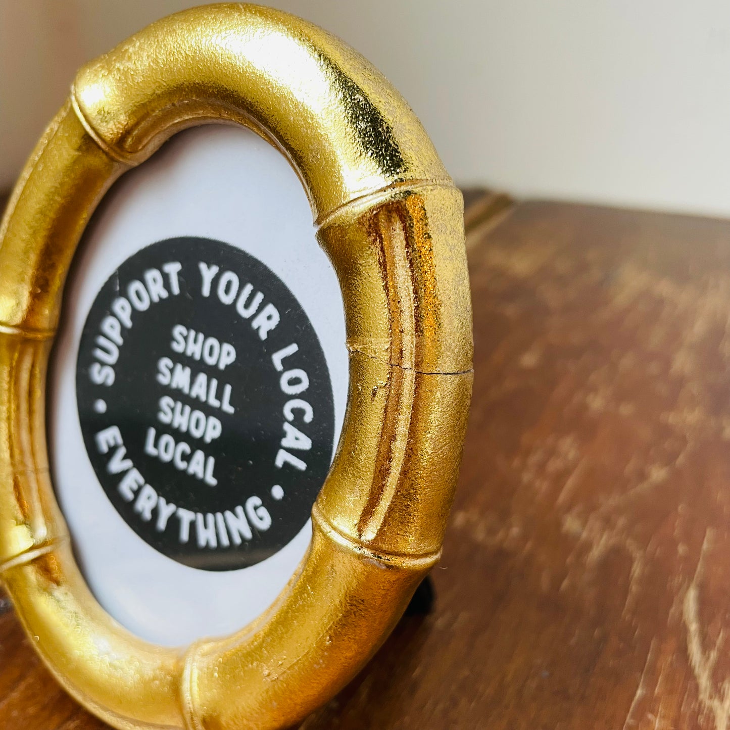 Oval Gold Faux Bamboo Photo Frame (sold as is)