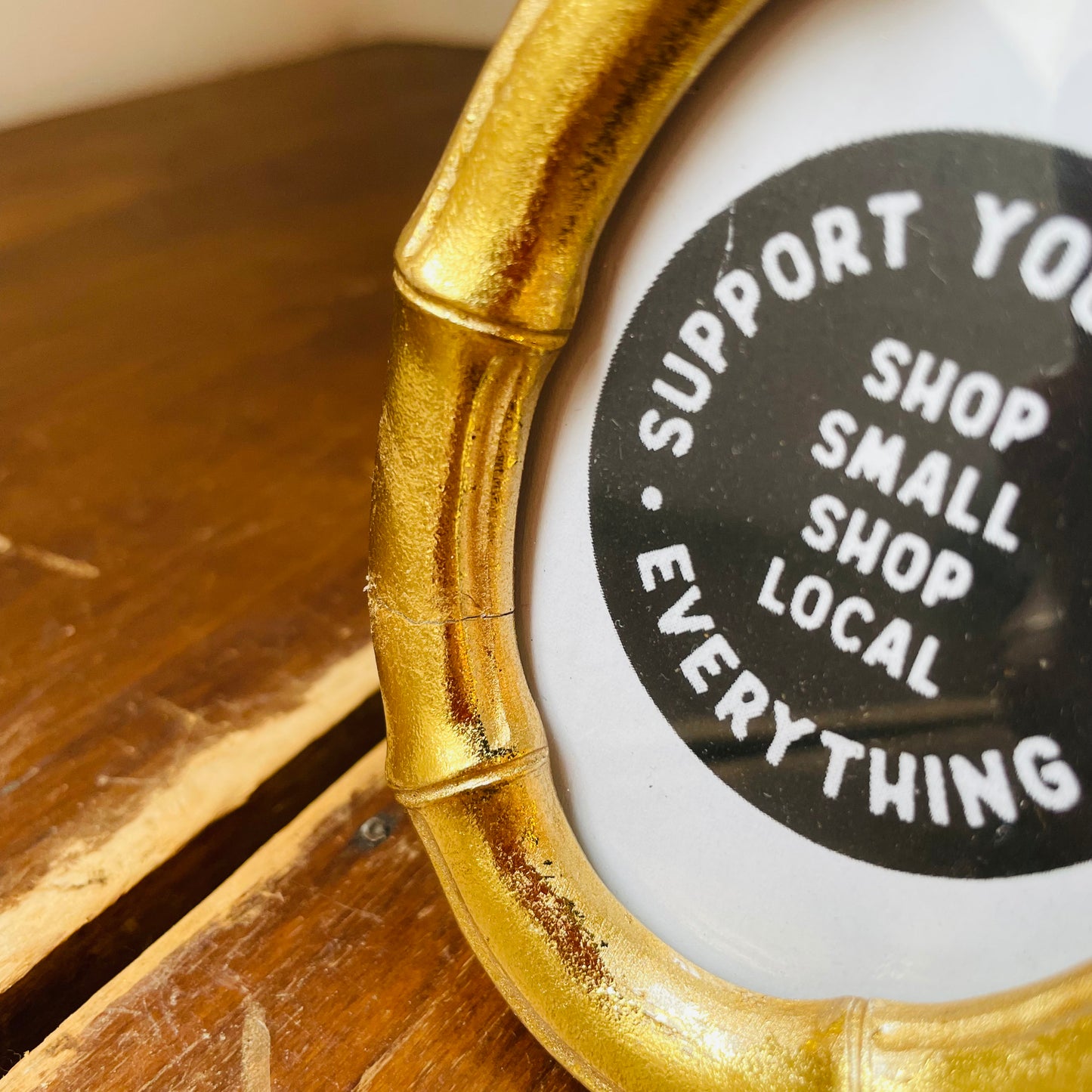 Oval Gold Faux Bamboo Photo Frame (sold as is)