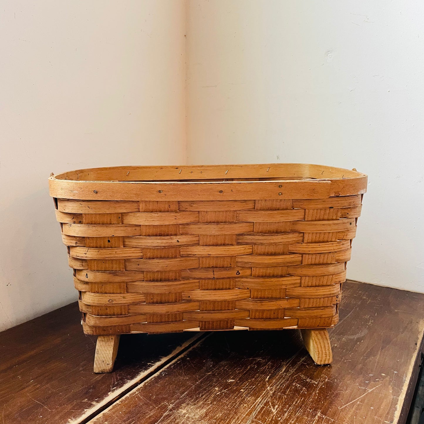 Footed Peterboro Basket- Vintage