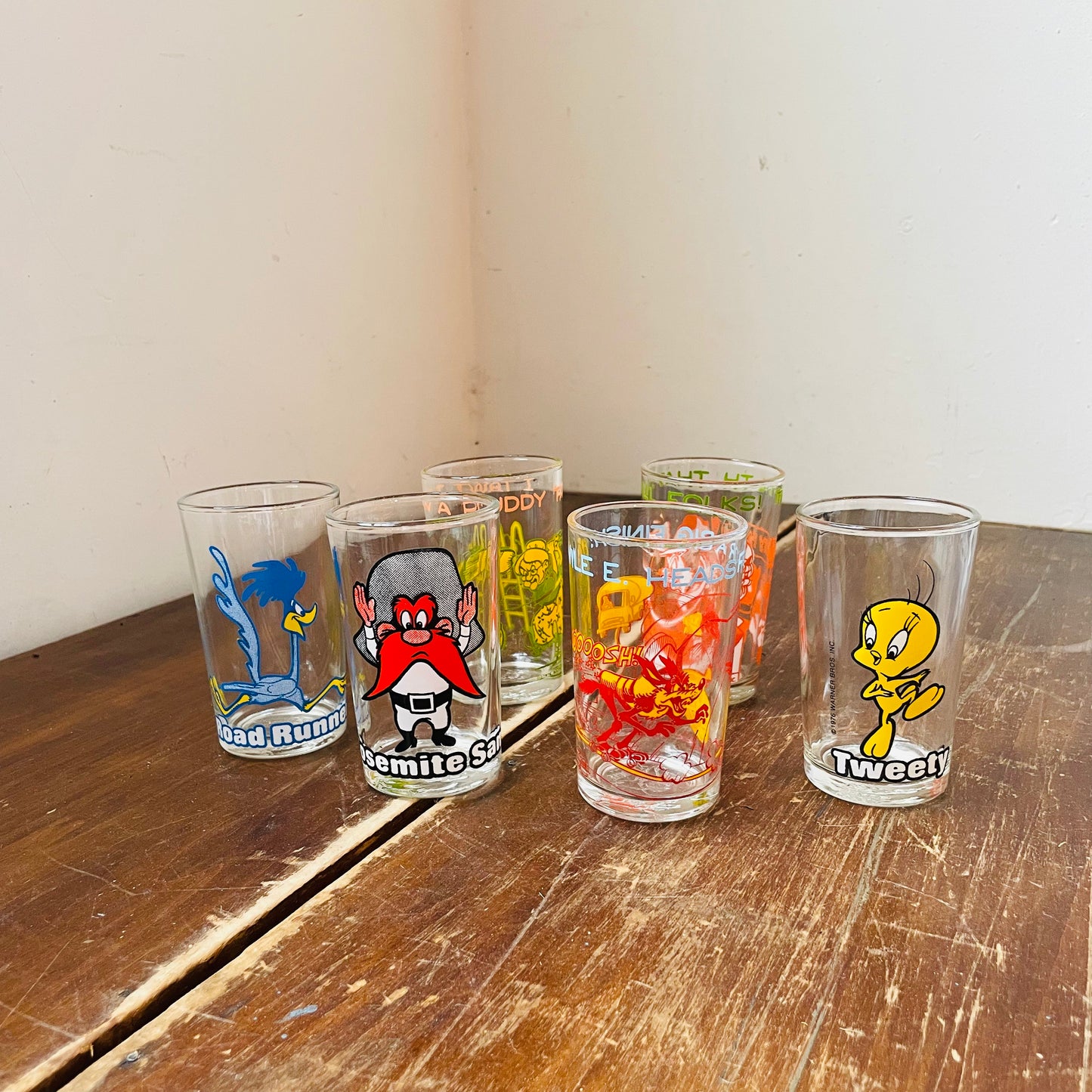 Looney Toons Character Glasses- Set of 6- Vintage
