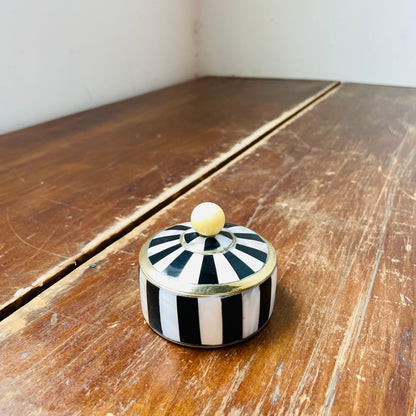 Mother of Pearl & Black Small Round Box