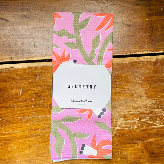 Graphic Flowers Tea Towel