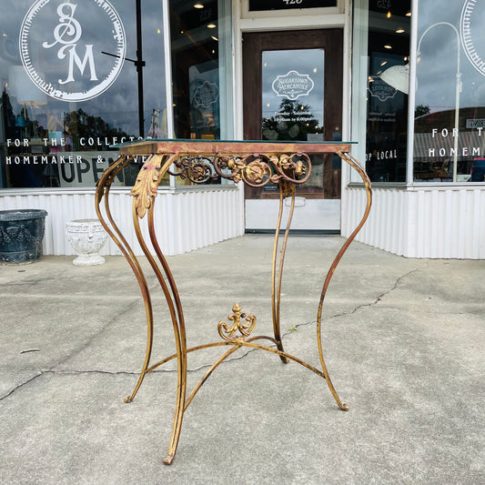 Metal Rose Table with Glasstop- Vintage