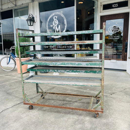 Green Antique Wooden Shoe Rack- Antique