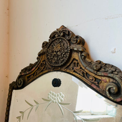 Art Nouveau Etched Mirror- Antique