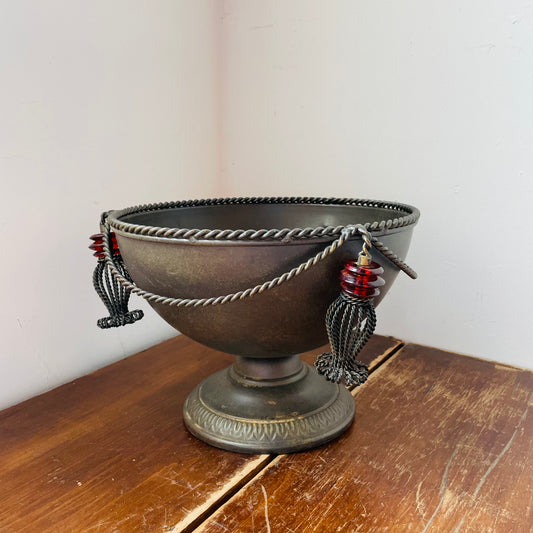 Metal Tassel & Rope Footed Bowl- Vintage