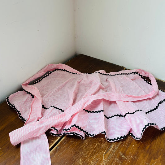 Pink with Black Ric Rac Apron- Vintage