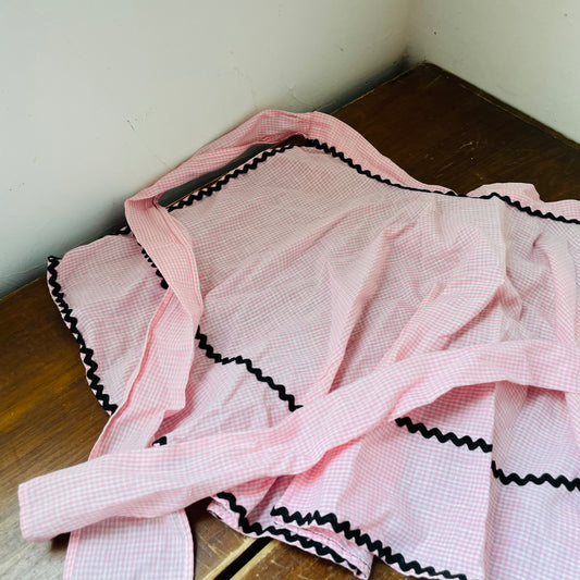 Pink with Black Ric Rac Apron- Vintage