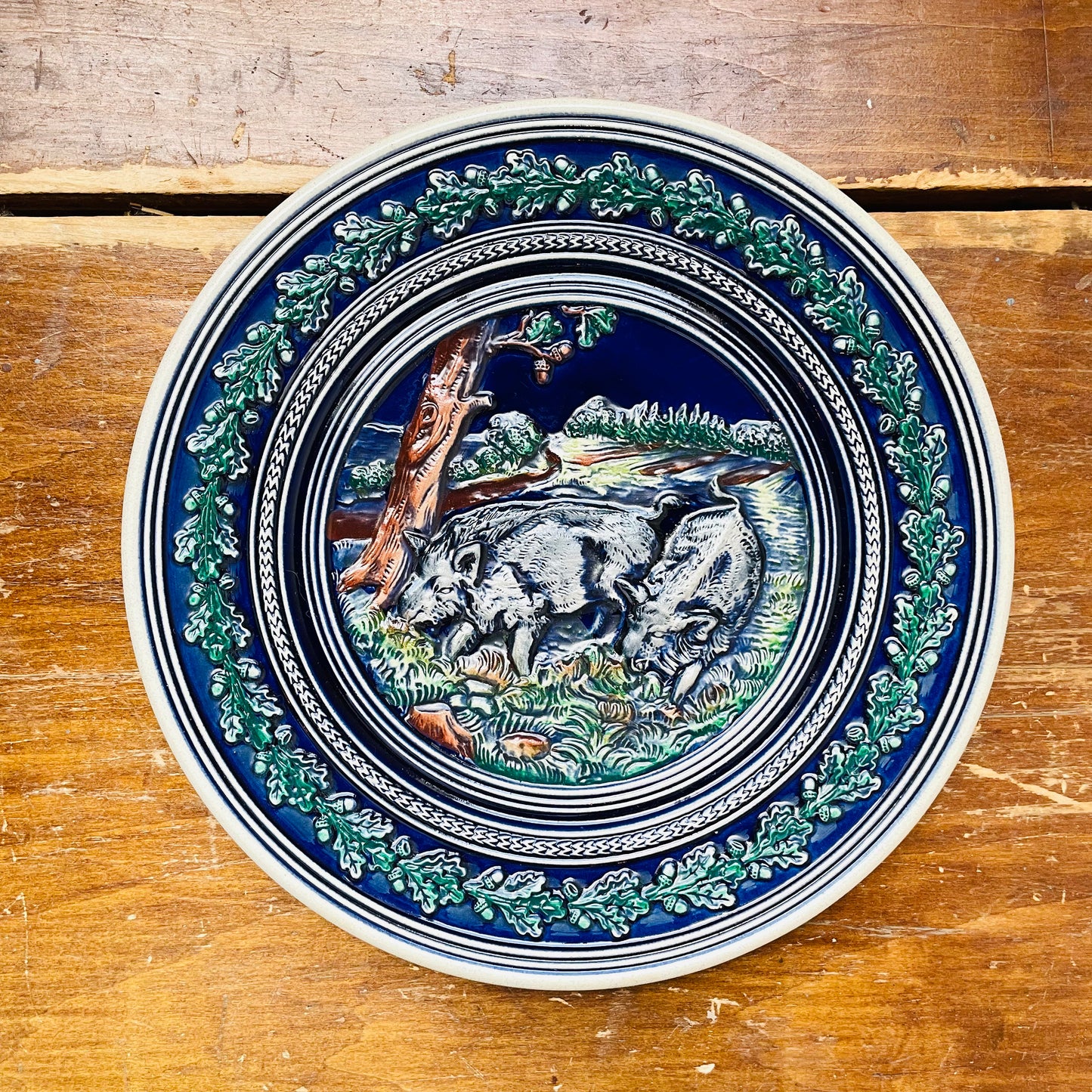 Gerz Gerzit Stag & Boars Wall Plate Set- Vintage