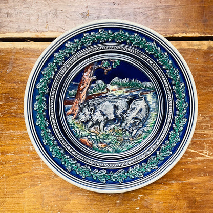 Gerz Gerzit Stag & Boars Wall Plate Set- Vintage