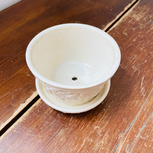 McCoy #105 White Flower Pot with Saucer- Vintage