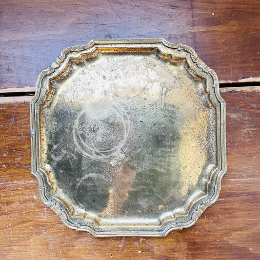 Brass Lunt Silversmith Square Tray- Vintage