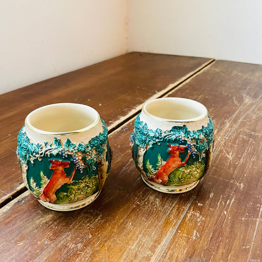 West German Hunting Game & Dogs Mini Beer Steins- Vintage