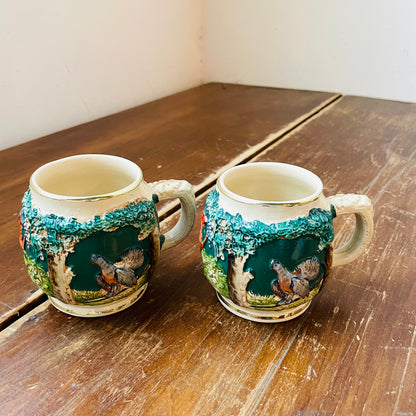 West German Hunting Game & Dogs Mini Beer Steins- Vintage