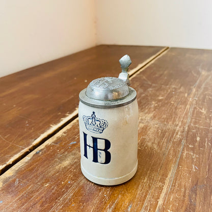 Hofbrauhaus Munchen Beer Stein with Diamond Paddle Pewter Lid- Vintage