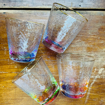 Colorful Bottom Lowball Glasses- Set of 4