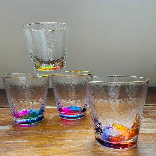 Colorful Bottom Lowball Glasses- Set of 4