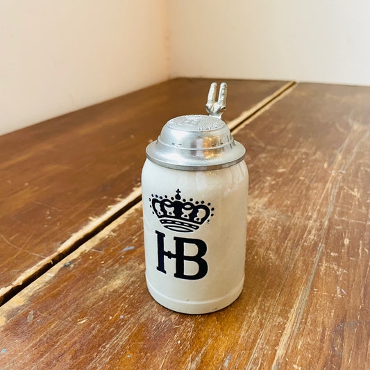 Hofbrauhaus Munchen Beer Stein with Fork Pewter Lid- Vintage
