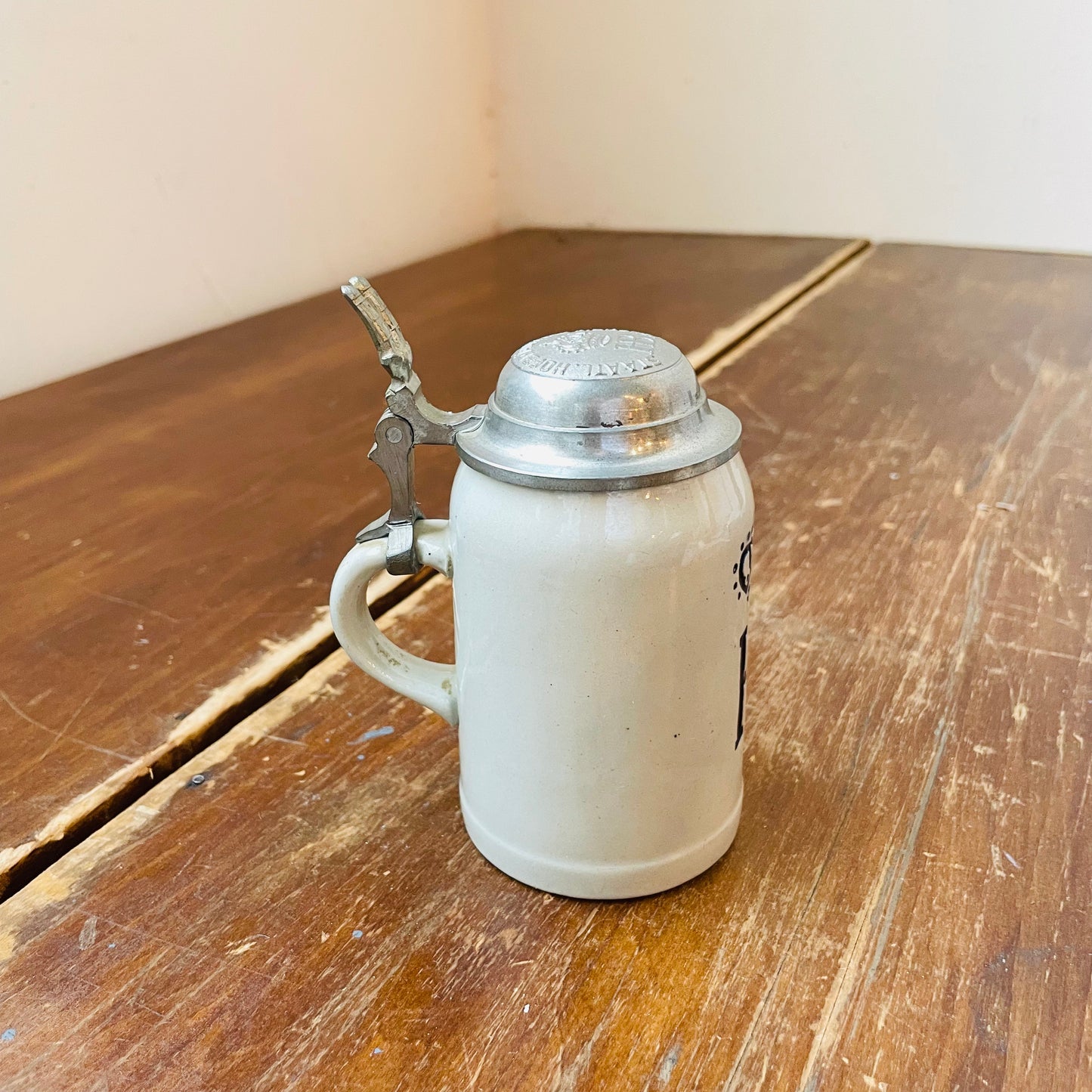 Hofbrauhaus Munchen Beer Stein with Fork Pewter Lid- Vintage